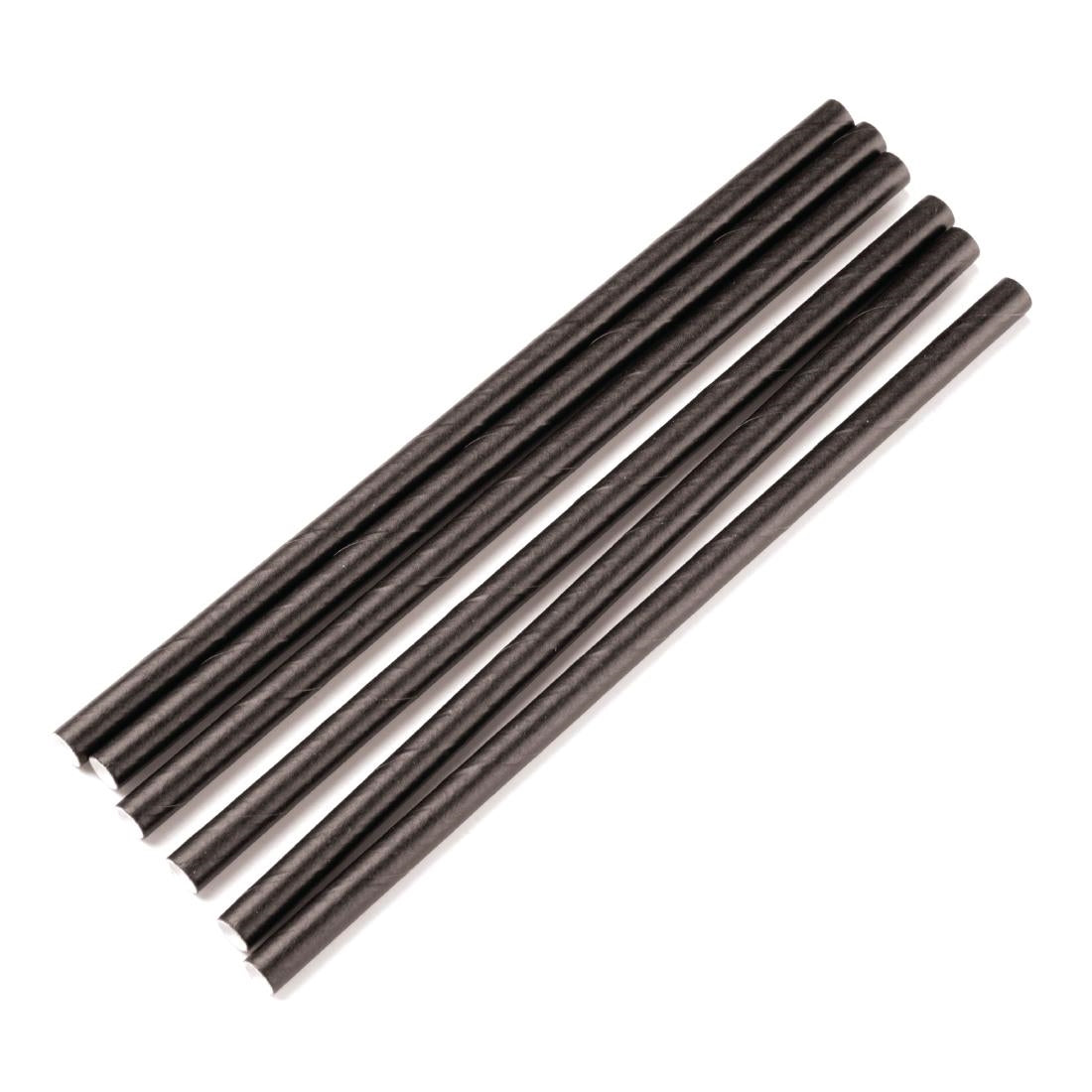 Fiesta Compostable Paper Cocktail Stirrer Straws Black (250 Pack) (140(L)mm | Pack Quantity: 250) • PAS-CY080