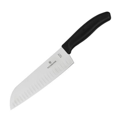 Victorinox Santoku Knife Black Scalloped Edge 171mm • PAS-D828
