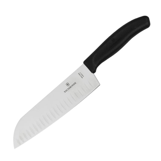 Victorinox Santoku Knife Black Scalloped Edge 171mm • PAS-D828