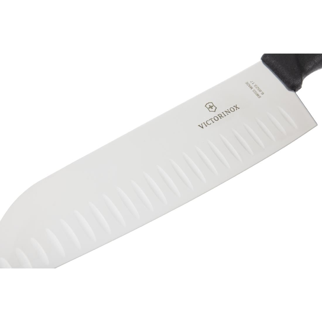 Victorinox Santoku Knife Black Scalloped Edge 171mm • PAS-D828