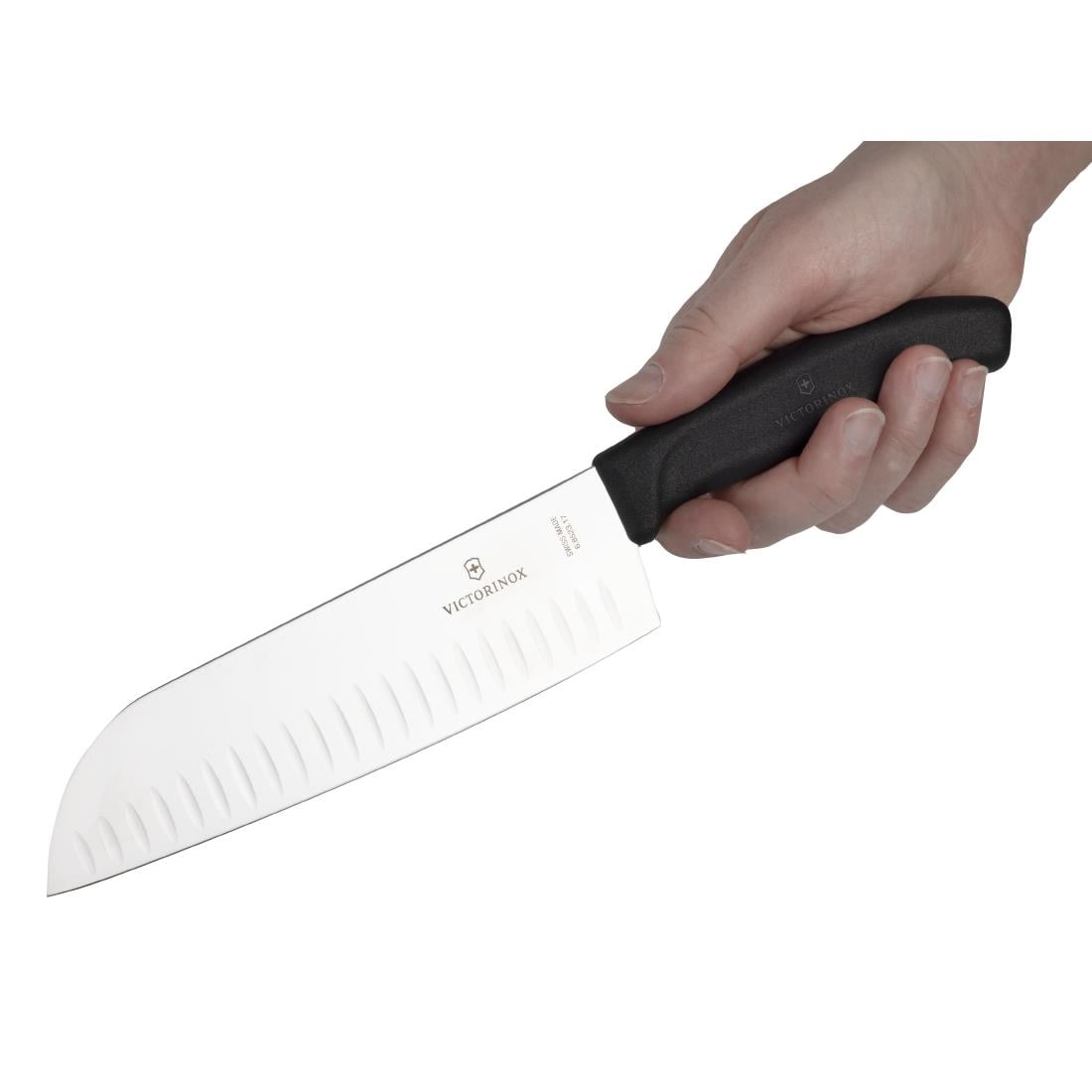 Victorinox Santoku Knife Black Scalloped Edge 171mm • PAS-D828
