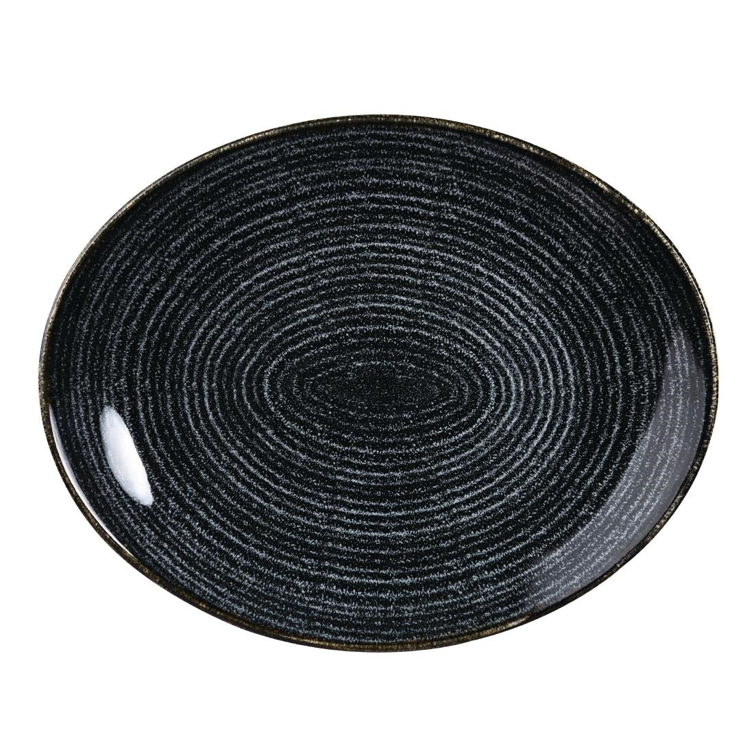 Churchill Studio Prints Homespun Charcoal Black Oval Coupe Plate 317 x 255mm • PAS-DA266