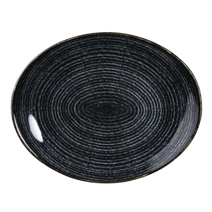 Churchill Studio Prints Homespun Charcoal Black Oval Coupe Plate 317 x 255mm • PAS-DA266