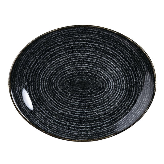 Churchill Studio Prints Homespun Charcoal Black Oval Coupe Plate 317 x 255mm • PAS-DA266