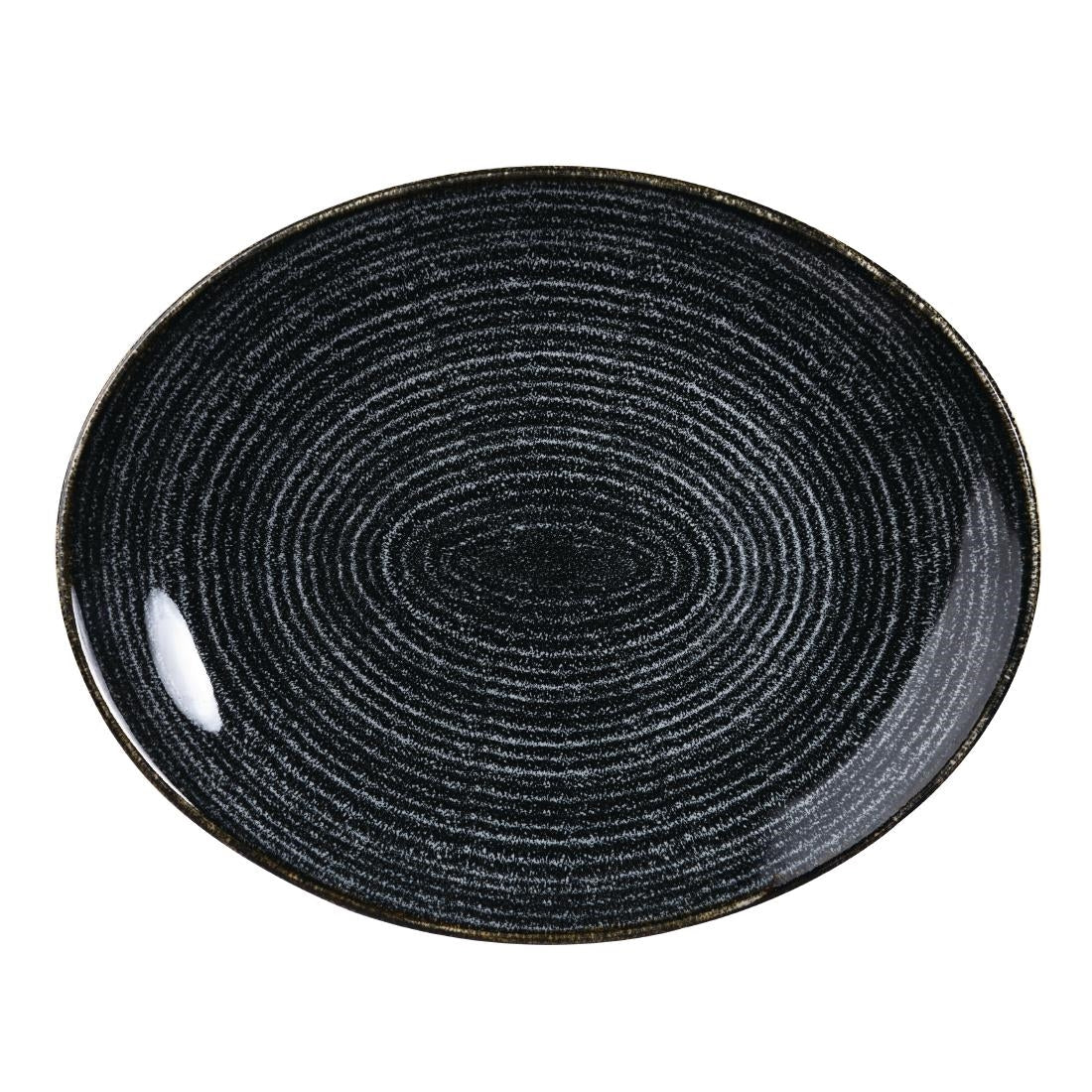 Churchill Studio Prints Homespun Charcoal Black Large Oval Coupe Plate 270 x 299mm • PAS-DA267