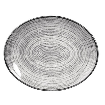 Churchill Studio Prints Homespun Stone Grey Oval Coupe Plate 317 x 255mm • PAS-DA274