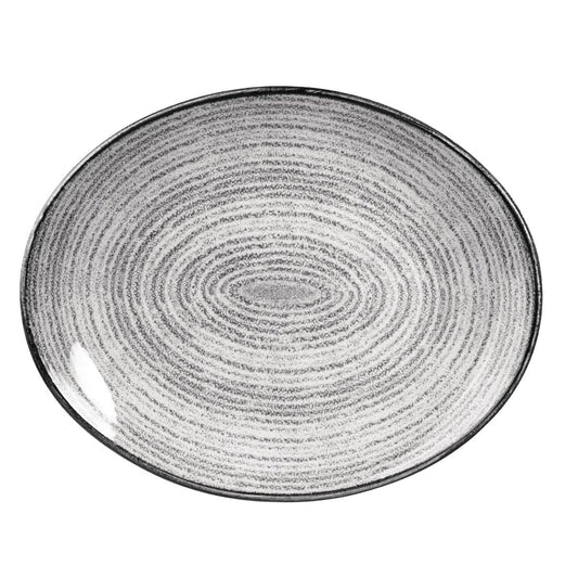 Churchill Studio Prints Homespun Stone Grey Oval Coupe Plate 317 x 255mm • PAS-DA274