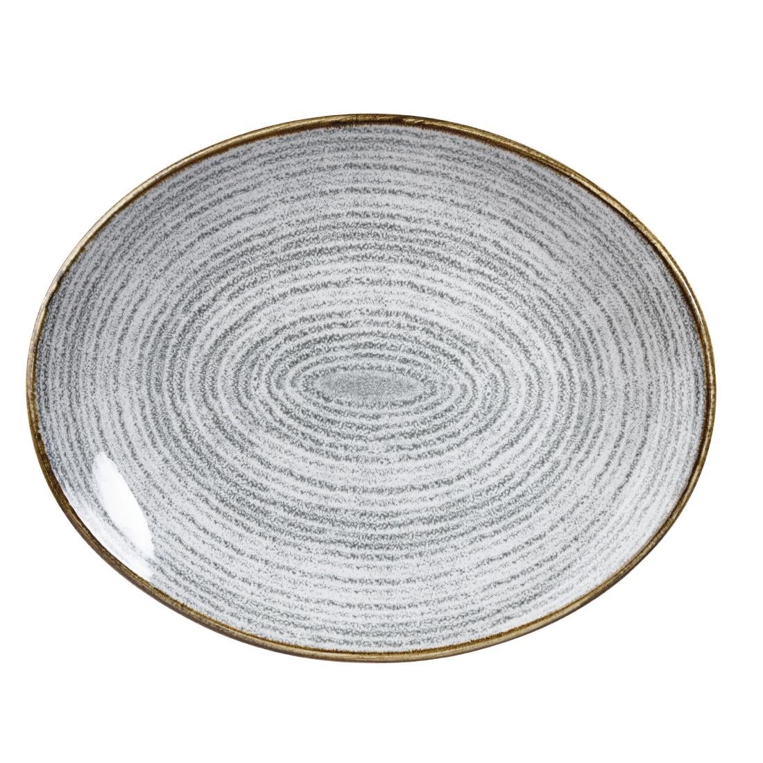 Churchill Studio Prints Homespun Stone Grey Oval Coupe Plate 270 x 229mm • PAS-DA275