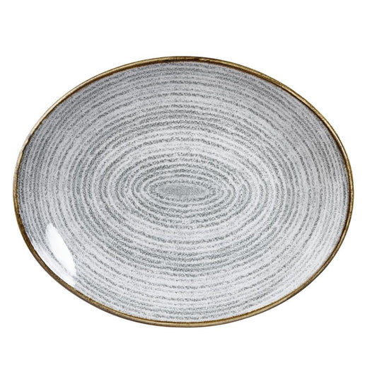 Churchill Studio Prints Homespun Stone Grey Oval Coupe Plate 270 x 229mm • PAS-DA275