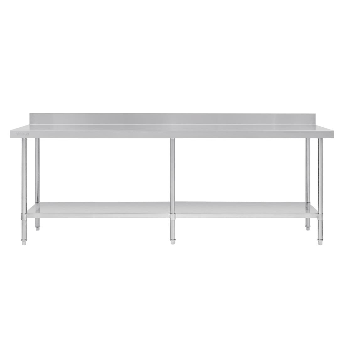 Vogue Premium Stainless Steel Table with Splashback 2400mm • PAS-DA343