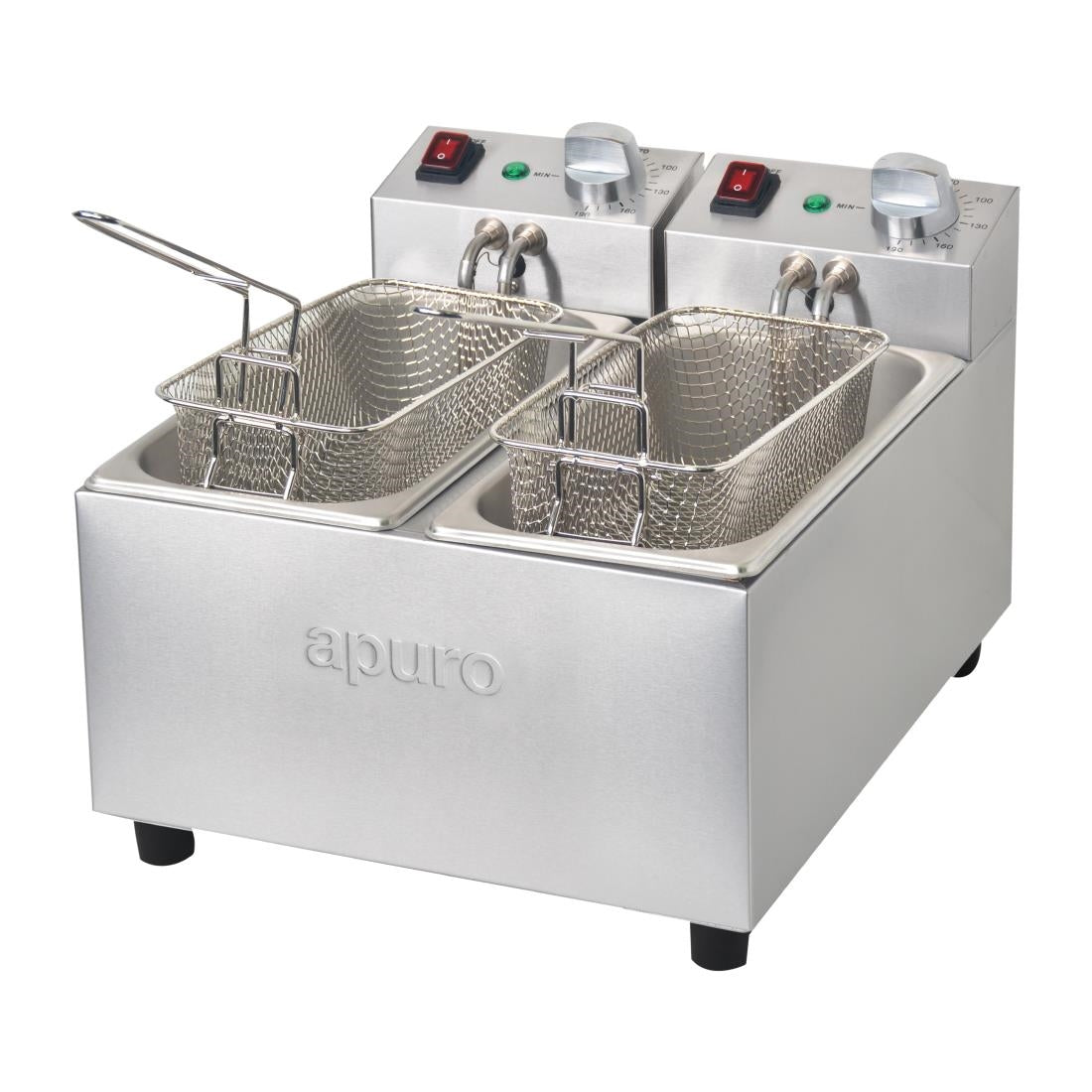 Apuro Twin Tank & Basket Countertop Fryer 2x 3Ltr • PAS-DB203-A