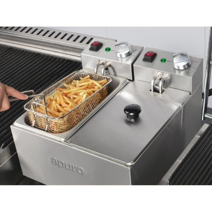 Apuro Twin Tank & Basket Countertop Fryer 2x 3Ltr • PAS-DB203-A
