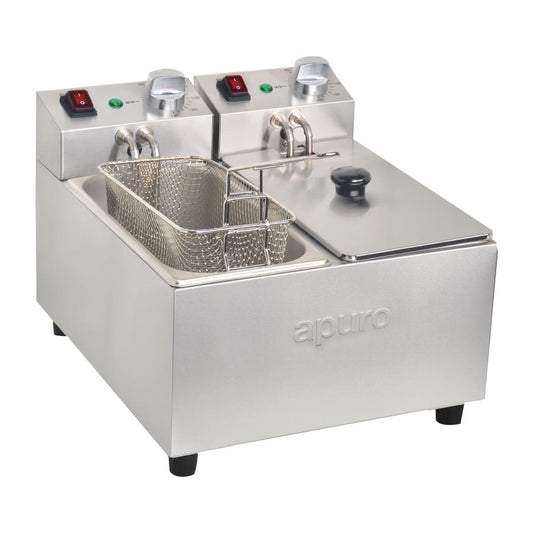 Apuro Twin Tank & Basket Countertop Fryer 2x 3Ltr • PAS-DB203-A