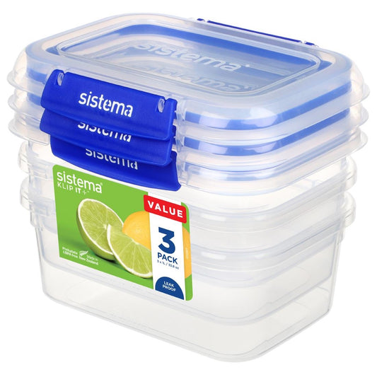 Sistema Klip It Plus Pack Rectangle container - 1Ltr (3 Pack) (Capacity: 1ltr | Pack of 3) • PAS-CH254