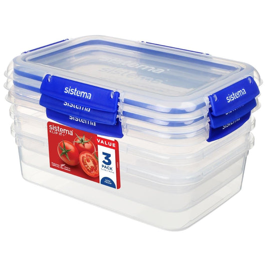 Sistema Klip It Plus Rectangle container - 2.2Ltr (3 Pack) (Capacity: 2.2Ltr | Pack of 3) • PAS-CH257