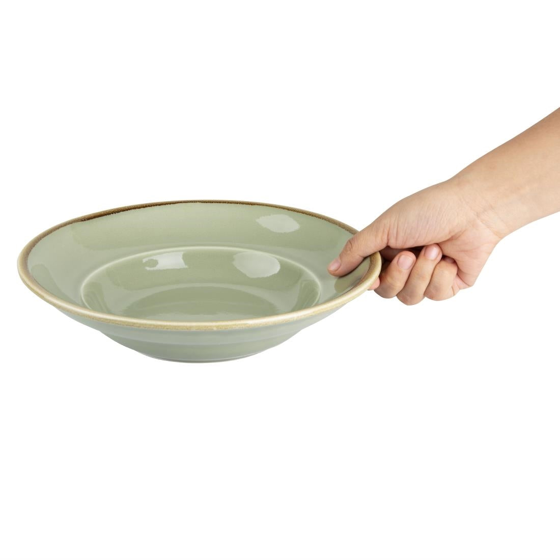 Olympia Kiln Moss Pasta Bowl - 340ml 11.5fl oz (4 Pack) (250(Ø)mm | 9 3/4". Pack Quantity: 4) • PAS-DC307
