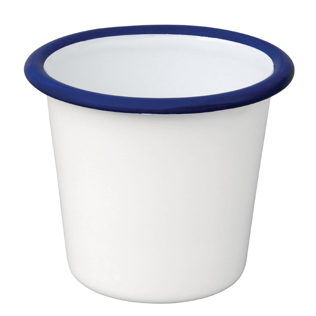 Olympia Enamel White/Blue Sauce Cup - 115ml 3.88fl oz (6 Pack) (Capacity: 114ml/4oz | Pack Quantity: 6) • PAS-DC383