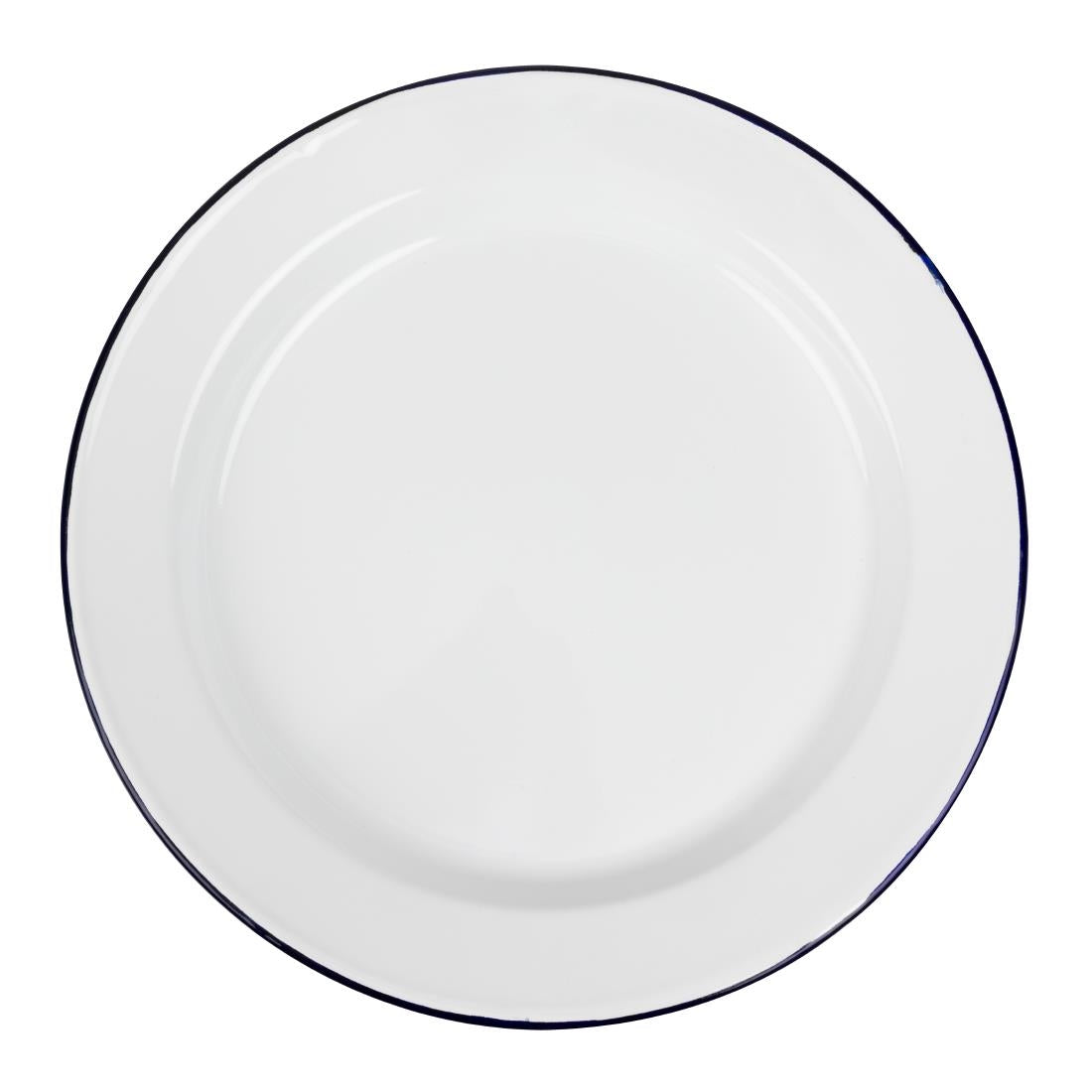 Olympia Enamel White/Blue Dinner Plate - 300mm 12" (6 Pack) (300(Ø)mm / 11 7/8". Pack quantity: 6.) • PAS-DC388