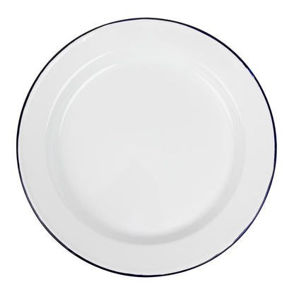 Olympia Enamel White/Blue Dinner Plate - 300mm 12" (6 Pack) (300(Ø)mm / 11 7/8". Pack quantity: 6.) • PAS-DC388