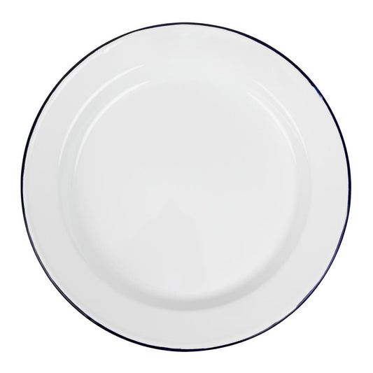 Olympia Enamel White/Blue Dinner Plate - 300mm 12" (6 Pack) (300(Ø)mm / 11 7/8". Pack quantity: 6.) • PAS-DC388