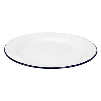 Olympia Enamel White/Blue Dinner Plate - 300mm 12" (6 Pack) (300(Ø)mm / 11 7/8". Pack quantity: 6.) • PAS-DC388