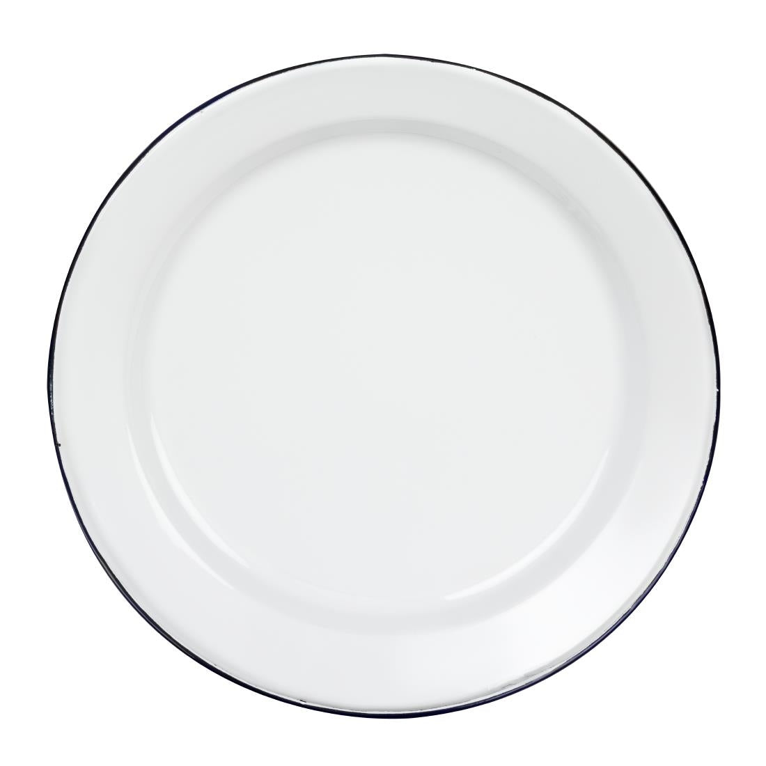 Olympia Enamel White/Blue Dinner Plate - 300mm 12" (6 Pack) (300(Ø)mm / 11 7/8". Pack quantity: 6.) • PAS-DC388