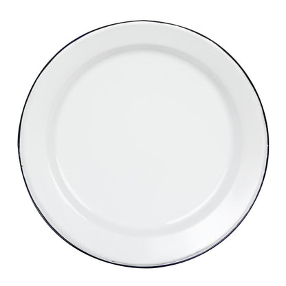 Olympia Enamel White/Blue Dinner Plate - 300mm 12" (6 Pack) (300(Ø)mm / 11 7/8". Pack quantity: 6.) • PAS-DC388