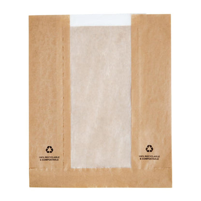 Fiesta Compostable Food Bags with Glassine Windows (Pack of 1000) • PAS-DC875