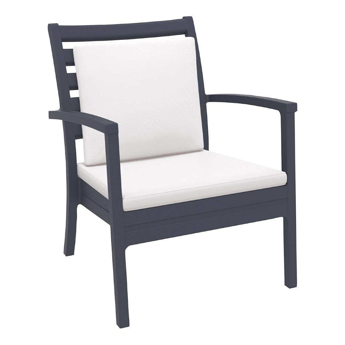 Furnlink Siesta Exclusive Artemis XL Armchair - Anthracite with White Seat and Back Cushion • PAS-DD047