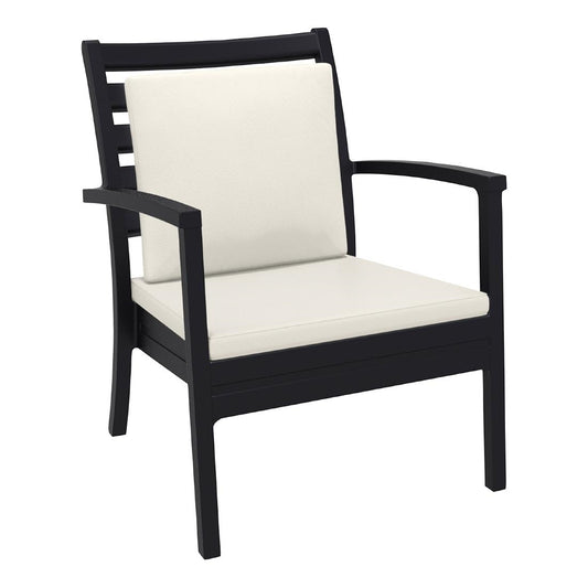 Siesta Exclusive Artemis XL Armchair Black with Beige Seat and Back Cushion (2 Pack) • PAS-DD049