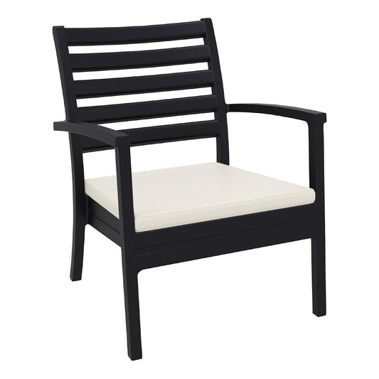 Siesta Exclusive Artemis XL Armchair Black with Beige Seat Cushion (2 Pack) • PAS-DD050