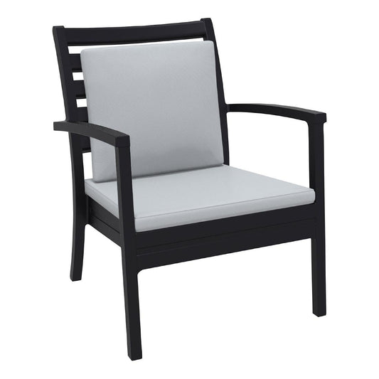 Siesta Exclusive Artemis XL Armchair Black with Light Grey Seat and Back Cushion (2 Pack) • PAS-DD051