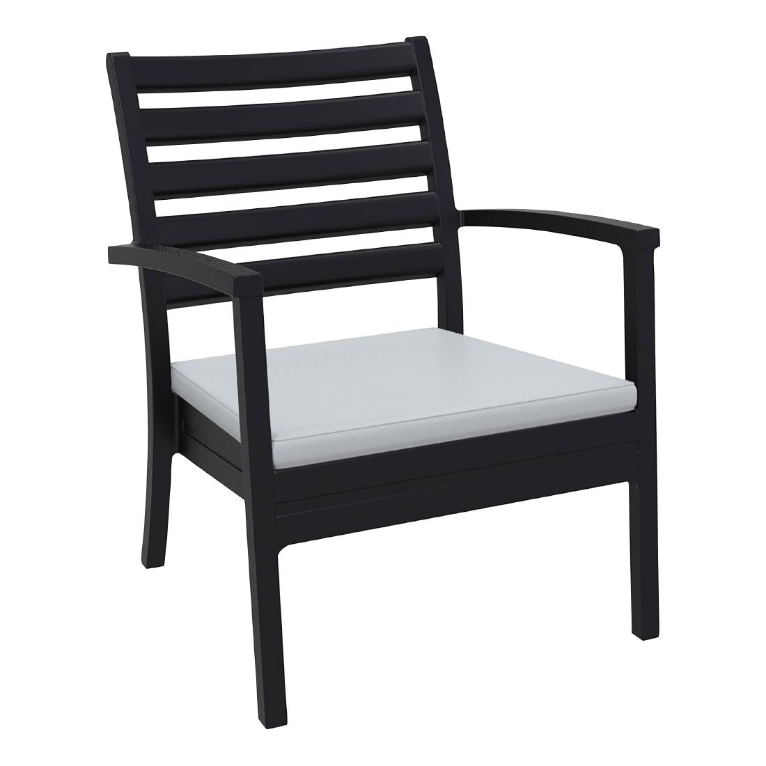 Siesta Exclusive Artemis XL Armchair Black with Light Grey Seat Cushion (2 Pack) • PAS-DD052