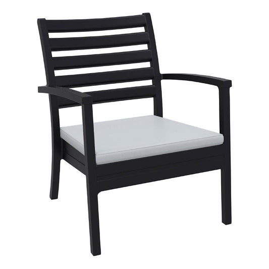 Siesta Exclusive Artemis XL Armchair Black with Light Grey Seat Cushion (2 Pack) • PAS-DD052