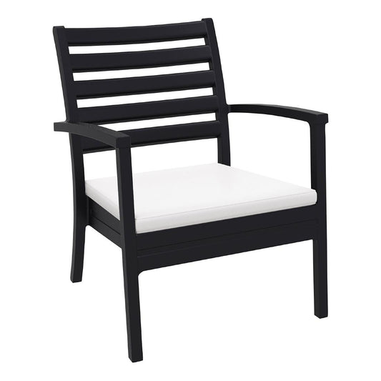 Siesta Exclusive Artemis XL Armchair Black with White Seat Cushion (2 Pack) • PAS-DD054