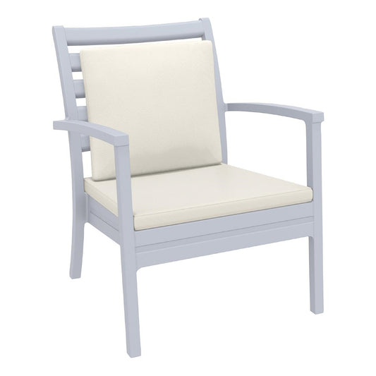 Siesta Exclusive Artemis XL Armchair Silver Grey with Beige Seat and Back Cushion (2 Pack) • PAS-DD055