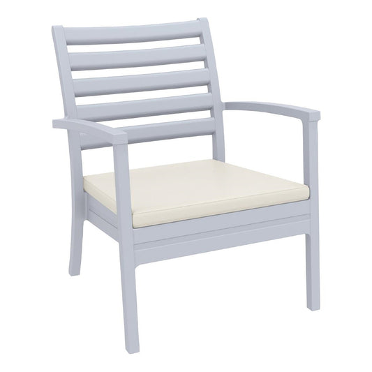 Siesta Exclusive Artemis XL Armchair Silver Grey with Beige Seat Cushion (2 Pack) • PAS-DD056