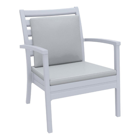 Siesta Exclusive Artemis XL Armchair Silver Grey with Light Grey Seat and Back Cushion (2 Pack) • PAS-DD057