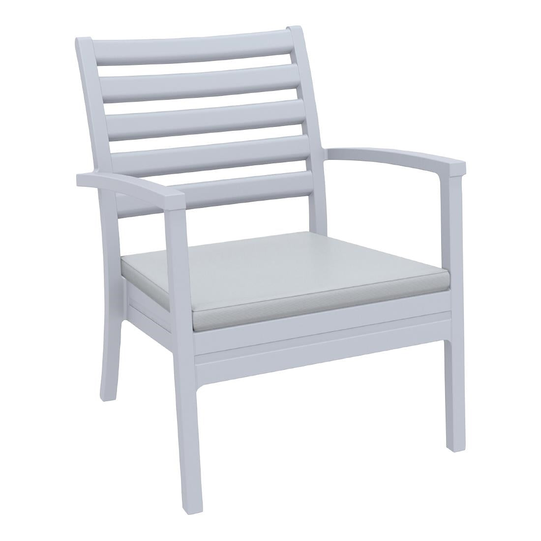 Siesta Exclusive Artemis XL Armchair Silver Grey with Light Grey Seat Cushion (2 Pack) • PAS-DD058