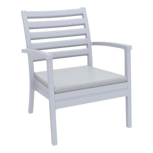 Siesta Exclusive Artemis XL Armchair Silver Grey with Light Grey Seat Cushion (2 Pack) • PAS-DD058