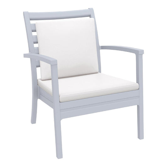 Siesta Exclusive Artemis XL Armchair Silver Grey with White Seat and Back Cushion (2 Pack) • PAS-DD059