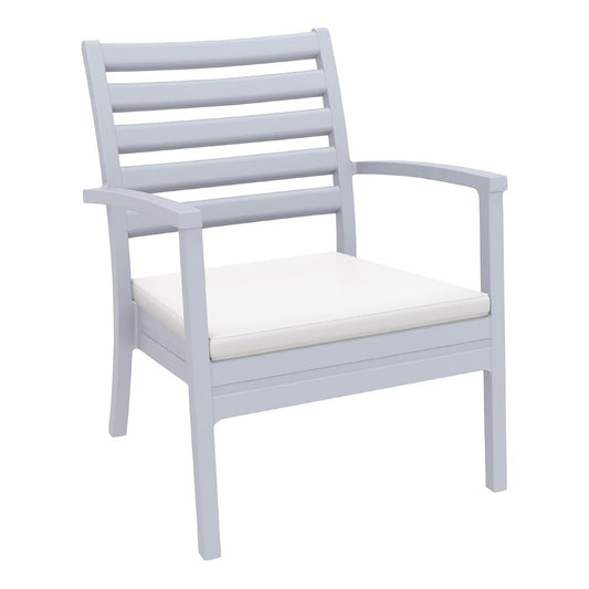 Siesta Exclusive Artemis XL Armchair Silver Grey with White Seat Cushion (2 Pack) • PAS-DD060