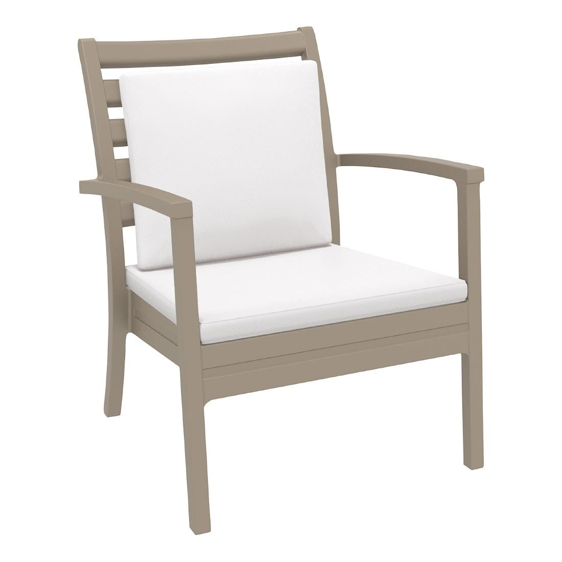 Siesta Exclusive Artemis XL Armchair Taupe with White Seat and Back Cushion (2 Pack) • PAS-DD065