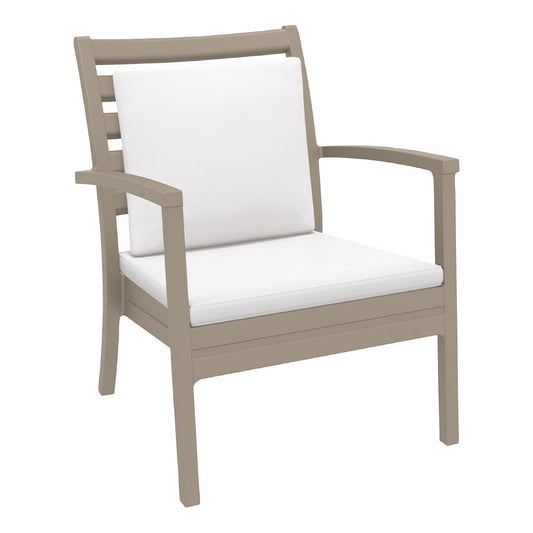 Siesta Exclusive Artemis XL Armchair Taupe with White Seat and Back Cushion (2 Pack) • PAS-DD065