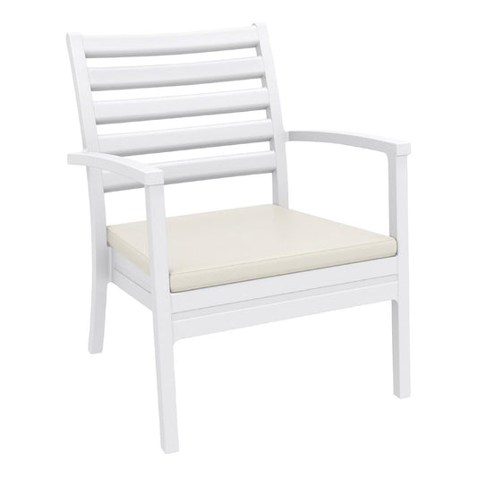 Siesta Exclusive Artemis XL Armchair White with Beige Seat Cushion (2 Pack) • PAS-DD068