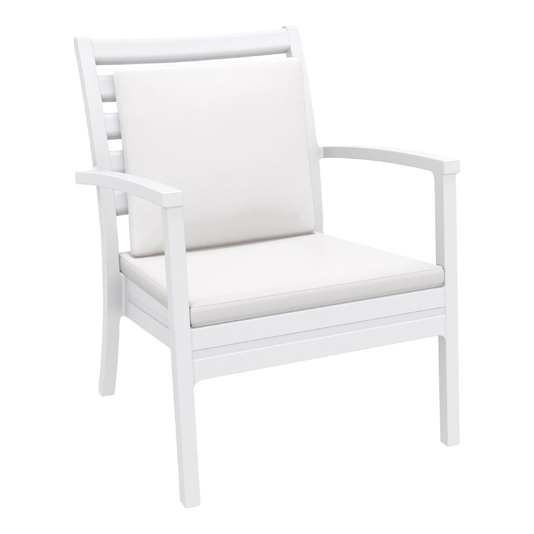 Siesta Exclusive Artemis XL Armchair White with White Seat and Back Cushion (2 Pack) • PAS-DD071