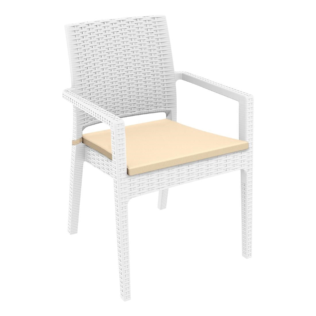 Siesta Exclusive Ibiza Armchair White with Beige Cushion (2 Pack) • PAS-DD079
