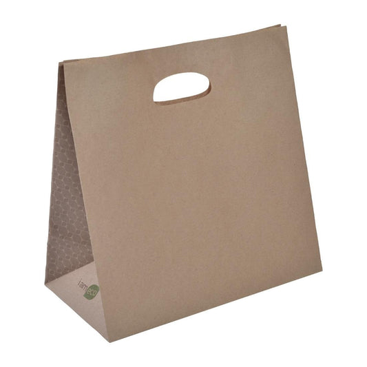 Detpak Eco D Brown Paper Bag (Die-Cut Handle) (Pack of 500) • PAS-DD320