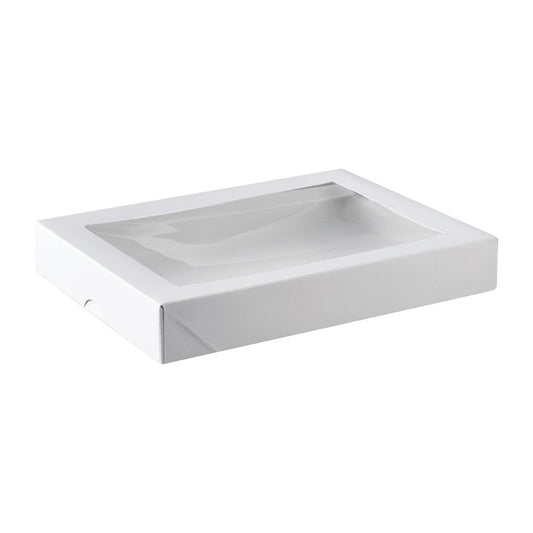Detpak Flat Long Patisserie Box White (50 Pack) • PAS-DD381