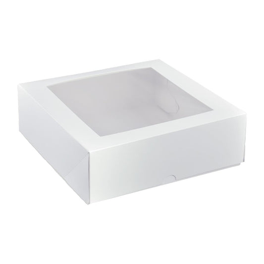 Detpak 230mm Square Patisserie Box White (200 Pack) (230x230x75mm / 9x9x3") • PAS-DD383